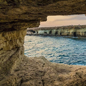 Sea caves at Cape Greco, Cyprus, Mediterranean, Europe