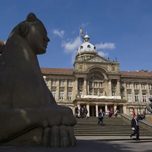 Sphinx and Town Hall, Victoria Square, Birmingham, England, United Kingdom, Europe