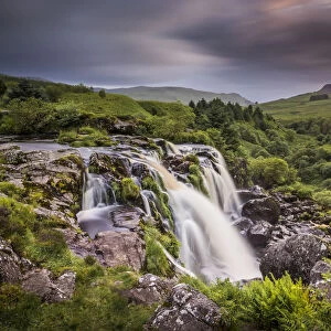 Sunset at the Loup o Fintry waterfall near the village of Fintry, Stirlingshire, Scotland