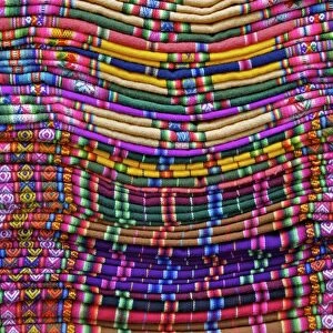 Textiles for sale in handicraft market, La Paz, Bolivia, South America