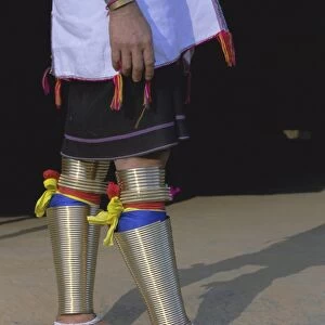 Detail of traditional dress of Long Necked Padaung woman