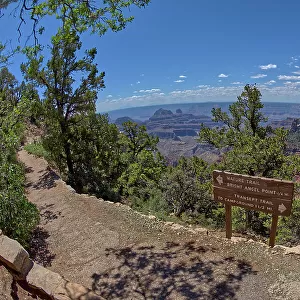 The Transept Trail sign where it branches off from the Bright Angel Point Trail on the North Rim of Grand Canyon, Grand Canyon National Park, UNESCO World Heritage Site, Arizona, United States of America, North America