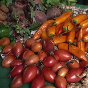 Vegetables for sale, Pisac Market, Cuzco area, Peru, South America