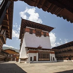 View of the interior courtyard at the Taktsang Monastery, one of the most famous