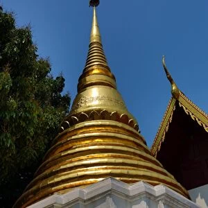 Gold Stupa at Wat Sum Pow Temple in Chiang Mai, Thailand