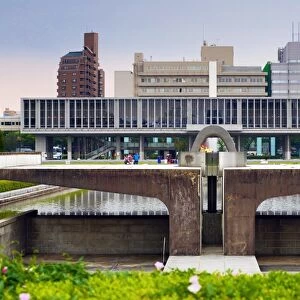 The Peace Memorial Museum and the Peace Flame in the Hiroshima Peace Memorial Park, Hiroshima, Japan
