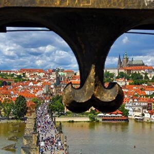 St. Vitus Cathedral and Prague Castle skyline with the Charles Bridge over the Vltava