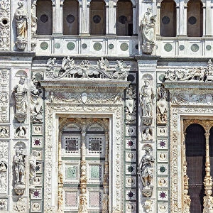 Abbey church facade, Certosa di Pavia monastery, Certosa di Pavia, Lombardy, Italy