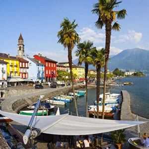 Asconas picturesque Lakeside Promenade and Boat Harbour, Ascona, Lake Maggiore