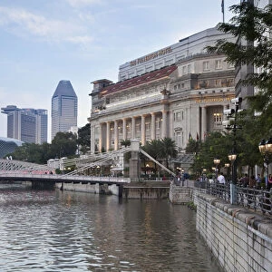 Boat Quay and Fullerton Hotel, Singapore River, Singapore