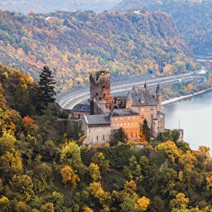 Burg Katz and romantic Rhine, Sankt Goarhausen, Rhineland-Palatinate, Germany