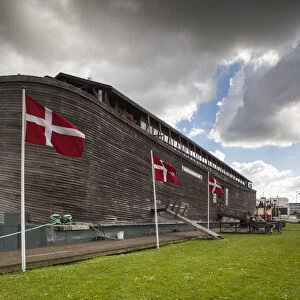 Denmark, Jutland, Randers, waterfront with replica of Noahs Ark