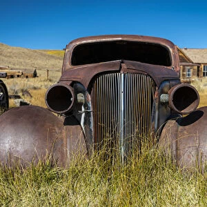 Deserted rusty metallic car at Bodie ghost town, Mono County, Sierra Nevada