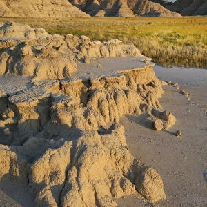 Erosion, grassland in the Badlands National Park, Stronghold unit, South Dakota, USA