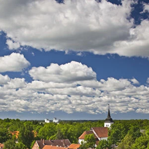 Estonia, Southwestern Estonia, Viljandi, elevated town view from Old Water Tower