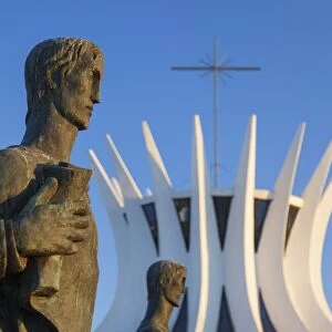 Four Evangelists sculptures outside Metropolitan Cathedral, Brasilia, Federal District