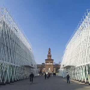 Expo gate in front of Sforzesco castle. Milan, Lombardy, Italy