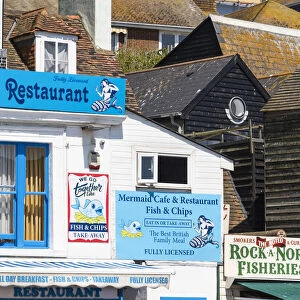 Fish & Chips restaurant in Hastings Old Town, Sussex, England