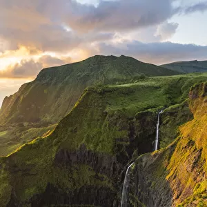 Flores island, Azores, Portugal. Ribeira do Ferreiro waterfalls