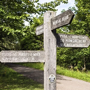 A footpath sign in Monsal Dale, Peak District National Park, Derbyshire, England