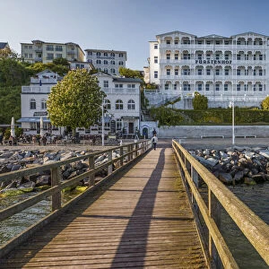 Historic hotels and pier in Sassnitz on Ruegen, Mecklenburg-Western Pomerania, Northern Germany, Germany