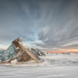 Iceberg in the frozen sea, Spitsbergen East Coast, Svalbard