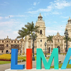 The Lima Metropolitan Catedral, Plaza de Armas, Lima, Peru. Lima is also known as the "City of the Kings"and was declared UNESCO World Heritage site in 1988