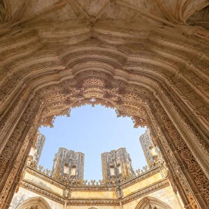 The main portal of the Unfinished Chapels (Capelas Imperfeitas) in Batalha Monastery (Mosteiro da Batalha), Batalha municipality, Leiria district, Estremadura province, Portugal