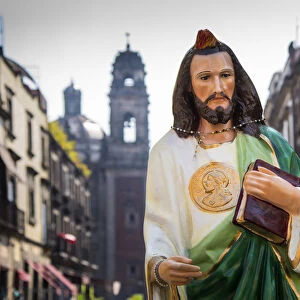 Mexico, Mexico City, Emiliano Zapata Street, Pedestrian Way, Jesus Christ Statue