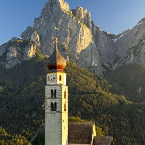 Mt. Schlern & St. Valentin Church, Alpe di Suisi, Dolomites, Italy