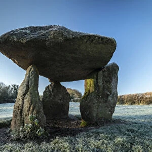 Neolithic dolmen Spinsters Rock near Drewsteignton in Dartmoor National Park, Devon