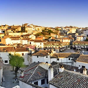 The old town of Chinchon with the 15-17th century Plaza Mayor in the evening