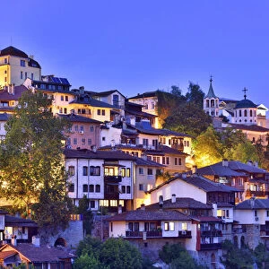 The old town, Varosha, of Veliko Tarnovo at dusk. Bulgaria