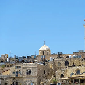 Palestine, West Bank, Bethlehem. View of buildings in the old town