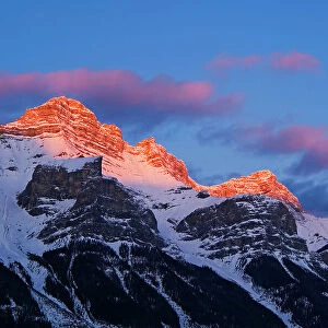 Peaks of Mt. Rundle at sunrise From Canmore, East of, Banff National Park, Alberta, Canada