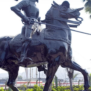 Peru, Lima, Bronze Statue Of Francisco Pizzaro, Founder Of Lima, Parque de la Muralla