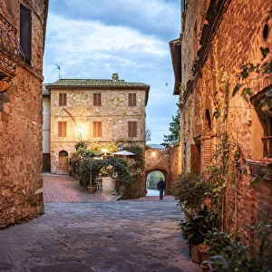 Pienza by night, medieval town in Val d Orcia, Tuscany, Italy