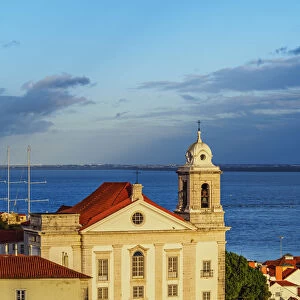 Portugal, Lisbon, Miradouro das Portas do Sol, View towards the Church of Santo Estevao