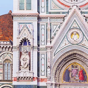 Saint Mary of the Flower Cathedral facade and Brunelleschis dome, Florence, Tuscany