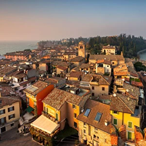 Sirmione seen from the Scaligero castle at sunset, Brescia province, Lombardy district