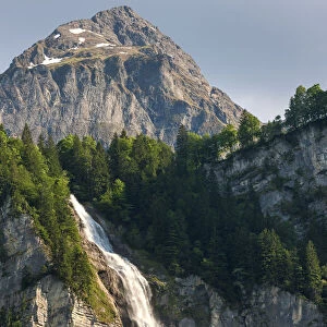 Switzerland, Berner Oberland, Oltschibach waterfall, Wandelhorn mountain