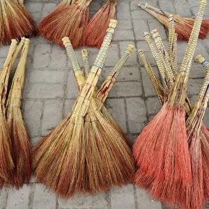 Traditional brooms for sale. Dekhon bazaar, Khiva. Uzbekistan