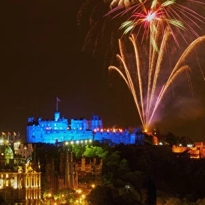 UK, Scotland, Lothian, Edinburgh, Fringe Festival Royal Military Tattoo Show Fireworks