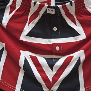 Union Jack boxer shorts, London, England
