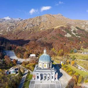 Upper basilica of the Sanctuary of Oropa in autumn, Biella, Biella district, Piedmont