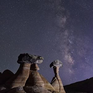 USA, Utah, Grand Staircase Escalante, National Monument, Toadstools, milky way over