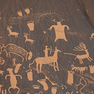 USA, Utah, Newspaper Rock National Historical Site, Petroglyph panel