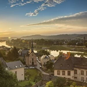 View of River Moselle at dawn, Trier, Rhineland-Palatinate, Germany