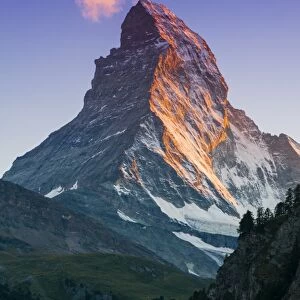 View at sunset of Matterhorn, Zermatt, Wallis, Switzerland