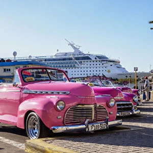 Vintage Cars in the Port of Havana, La Habana Province, Cuba
